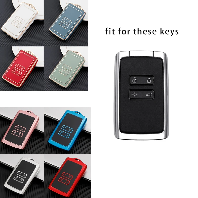 Coque clé,Étui pour clé télécommande à 4 boutons, en Fiber de carbone, pour Renault Megane Koleos, Kadjar, Talisman - Type Rouge - Auto
