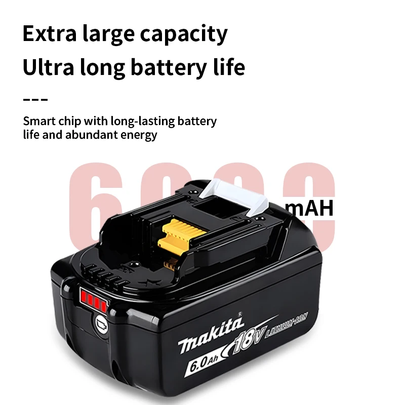 Makita Original packaging18V 6000mAh rechargeable power tool battery, replace lithium-ion LED LXT BL1860B BL1860 BL1850makita18V 2