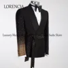 Customized Men Shawl Lapel Belt Rhinestone Embellished Suits Groom Wedding Tuxedos 3 Pieces Sets Male Prom Blazers Costume Homme 3