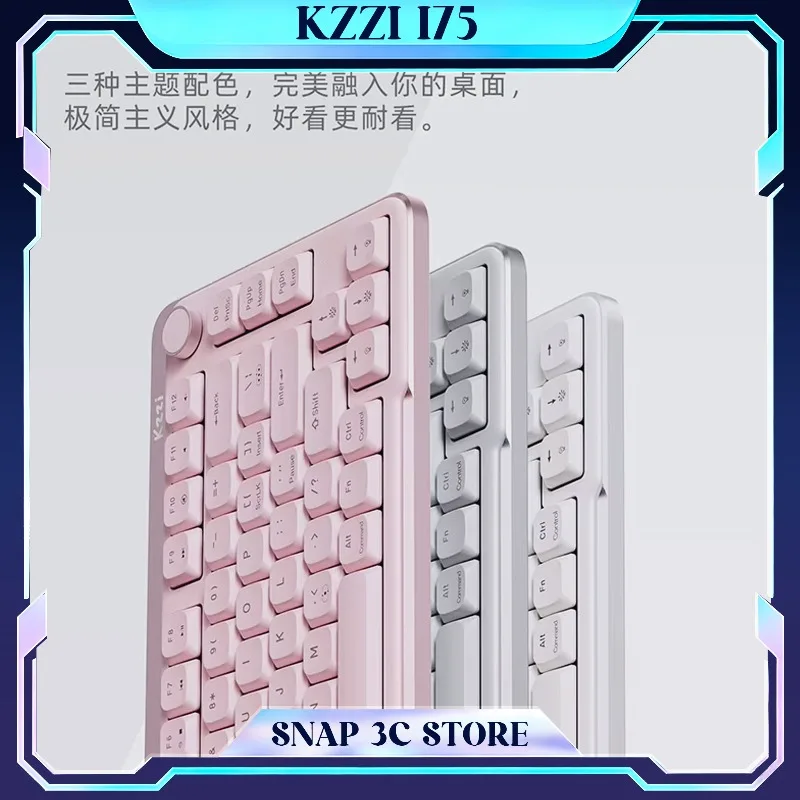Kzzi I75 로우 프로파일 기계식 키보드 트라이 모드 무선 블루투스 2.4G 울트라 슬림 75% 레이아웃 게이밍 사무용 키보드 (Mac 호환)