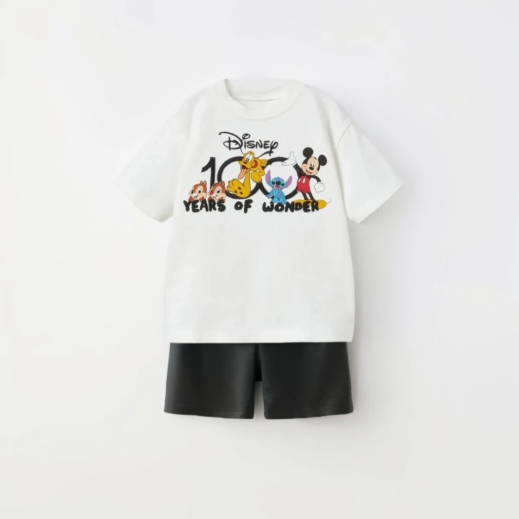 2025 Baby Summer Clothing Girls And Boys 9 Months To 6 Years Old T-shirt Children's Cloths Summer Mickey Children's Clothing Set 2