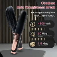 Brosses à cheveux électriques multifonctions sans fil, lisseur, peigne à chauffage rapide, Anti-brûlure, en céramique, bigoudi 1