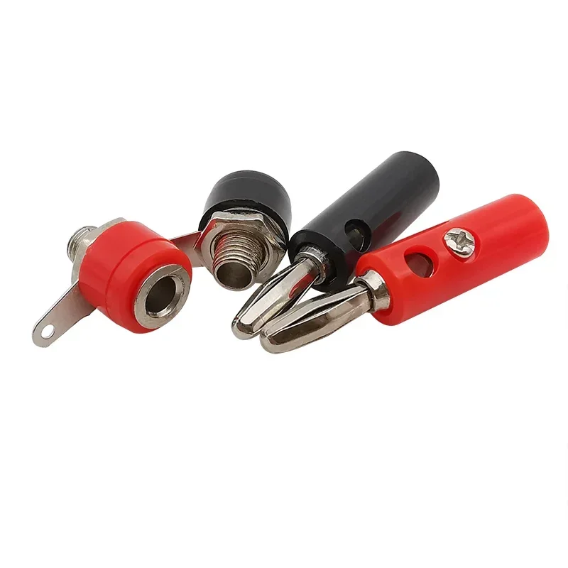 Lot de 10 paires de fiches banane 4mm pour connectique de modélisme, rouge et noir