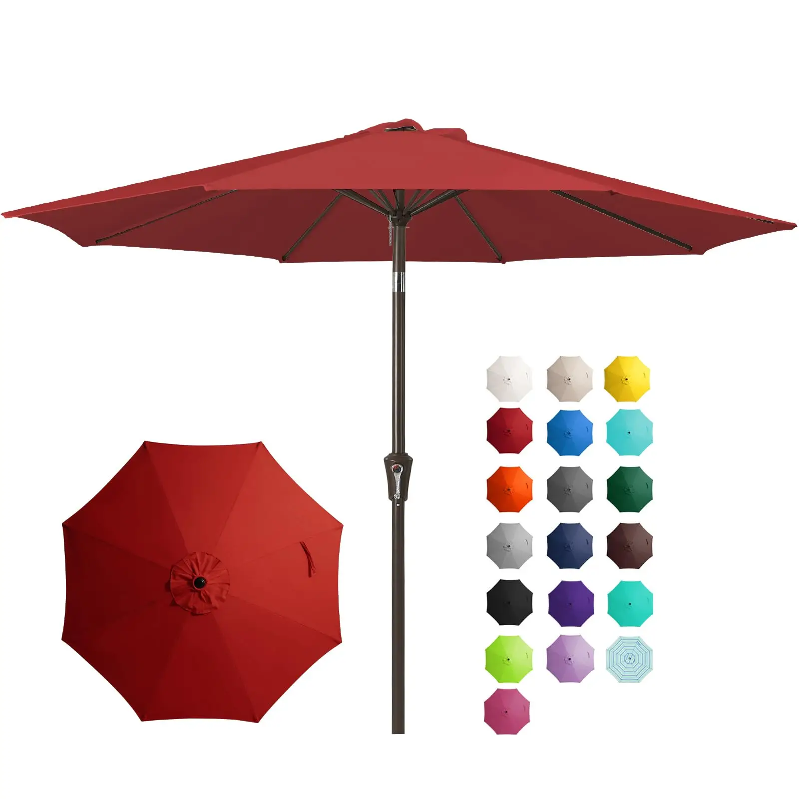 

9FT Outdoor Patio Umbrella Outdoor Table Umbrella, Market Umbrella 8 Sturdy Ribs UV Protection Waterproof for Garden,Red