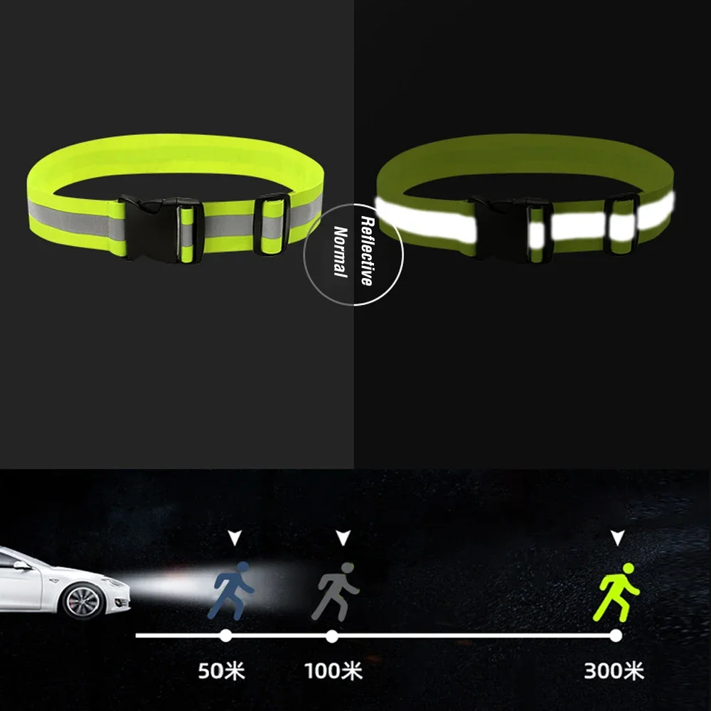 Motorcycle High Visibility Reflective Waistband Wristbands for Night Running And Cycling Safety Security Warning Waist Belt