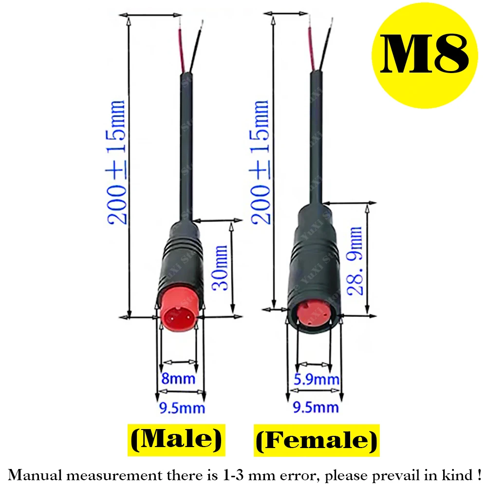 1-20pcs M8 코어 여성 남성용 Julet 전기 Ebike 버트 플러그 커넥터 케이블 2/3/4/5/6 핀 신호 센서 방수 스쿠터 와이어