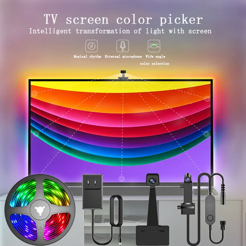 YBZ-ZN RGB IC 12V Wi-Fi Mobile Phone App Tuya Control LED For Smart TV  (49-91 Inches) Synchronized Game Room Backlight Lighting