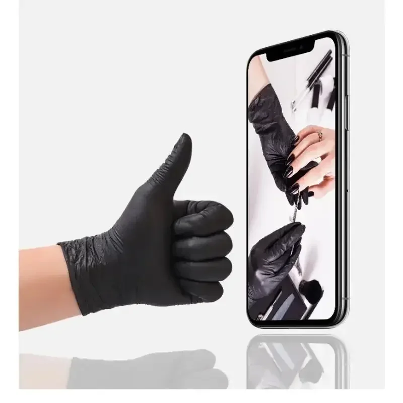 100pcs Multifunctional Disposable PVC Black Nitrile Gloves Safety Glove, Perfect For Car Repair, Food Prep, Hair Dyeing & More