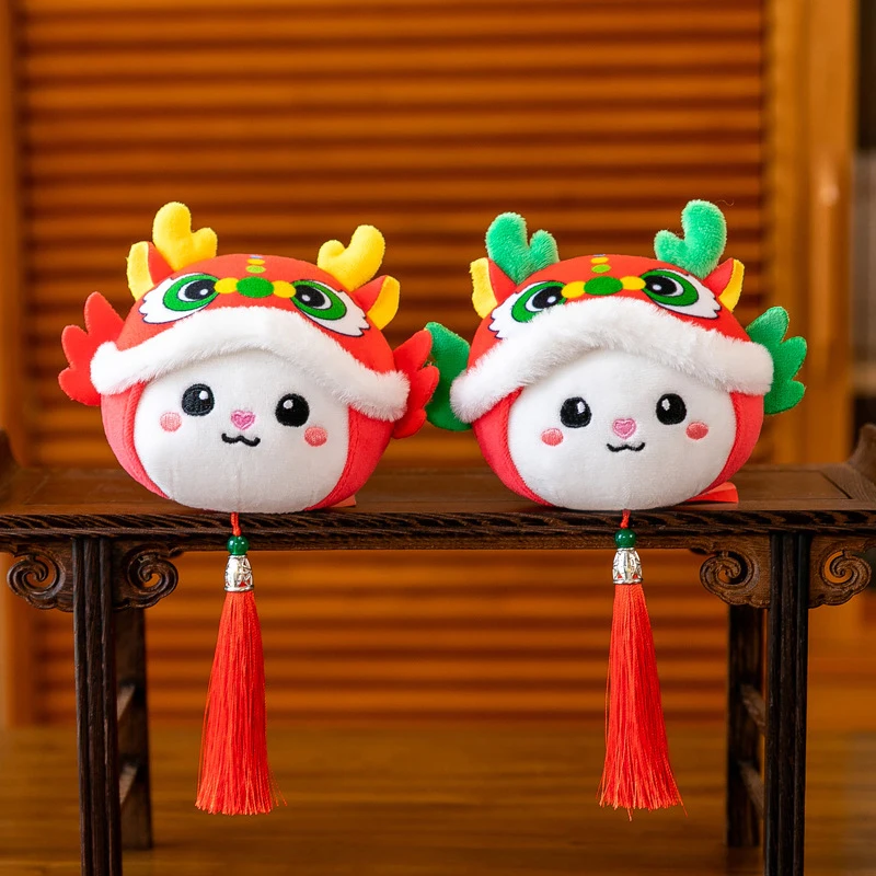 

China Zodiac Dragon Plush Toy Red Stuffed Animal Doll Pendant For 2024 Chinese New Year Mascot Decor Spring Festival Gifts