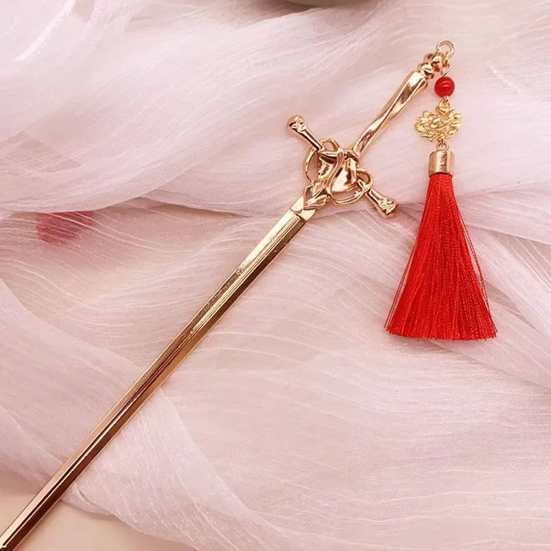 Punk Metal Sword Hairpin Chinese Simple Hair Sticks for Women DIY Hairstyle Design Tools Accessories