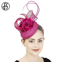 FS Fascinators Rose Purple Sinamay Derby Hats For Women Church Cocktail Party Kentucky Cap Flower Luxury Wedding Headwear 2023 1