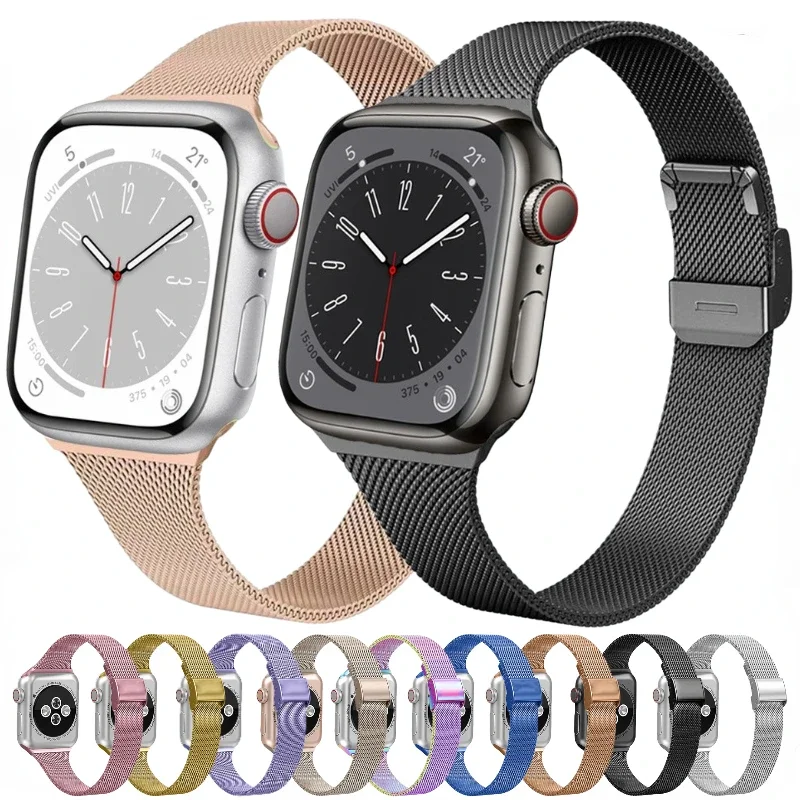 

Silm Milanese Loop Strap For Apple Watch Band Ultra/2 9 8 7 45mm 41mm 49mm Metal Bracelet Belt iWatch 6 5 4 3 SE 44mm 40mm 42mm