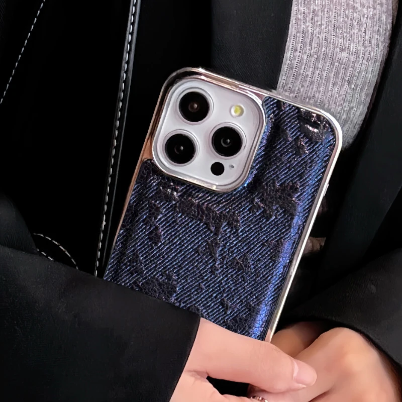 Luxury Stylish Wrinkle Leather Electroplated Phone Case with Shockproof Back Cover