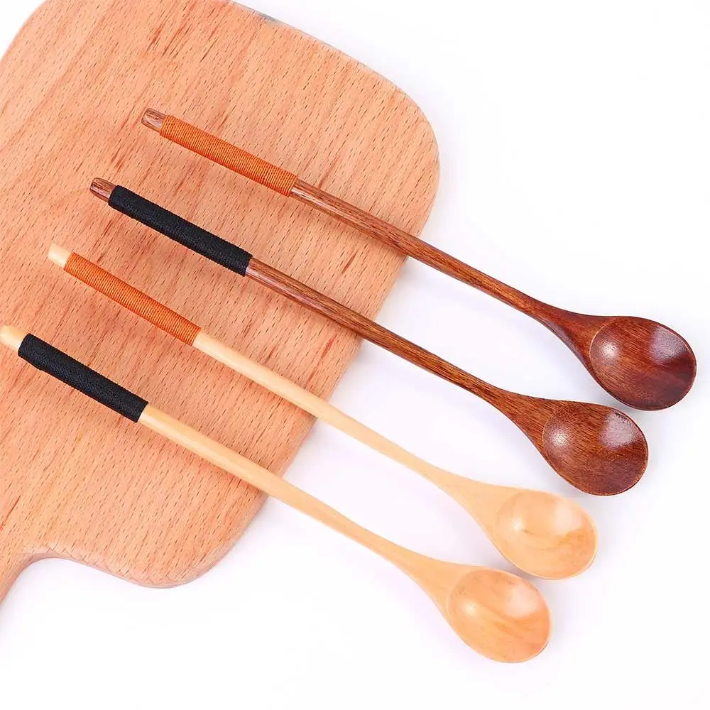 Dessert Chinese Style Long Handle Kitchen Flatware Tableware Coffee Spoon Spoons Soup Spoon Wooden Spoon