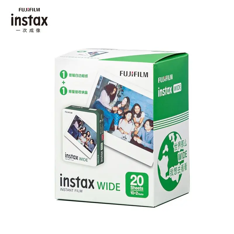 20 Fogli Fujifilm Instax Wide Photo Paper 5 Pollici Di Grande Formato Per Fuji Wide 210 200 300 100 500Af Instant Filmcamera + Accessori