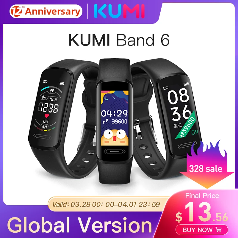 KUMI Band 6 Men Smart Wristband Sport Fitness Heart Rate Blood Pressure Body Temperature Monitor Waterproof Women Bracelet | Электроника