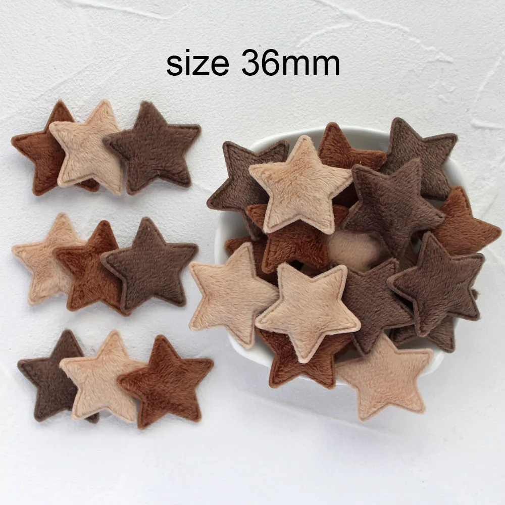 Fur Padded Star Patches 18/25/33/36mm Stickers Sew Clothes Jeans Patches Diy Coats Applique Handmade Patchwork Accessories 70Pcs
