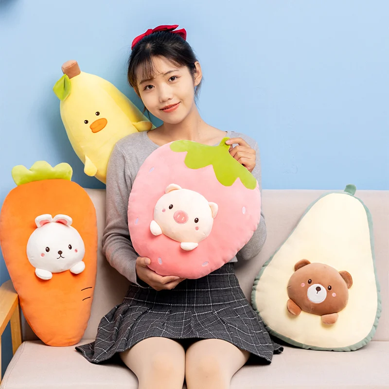 Cute Stuffed Animal Fruite Plush Pillow Cartoon Anime Bear Duck