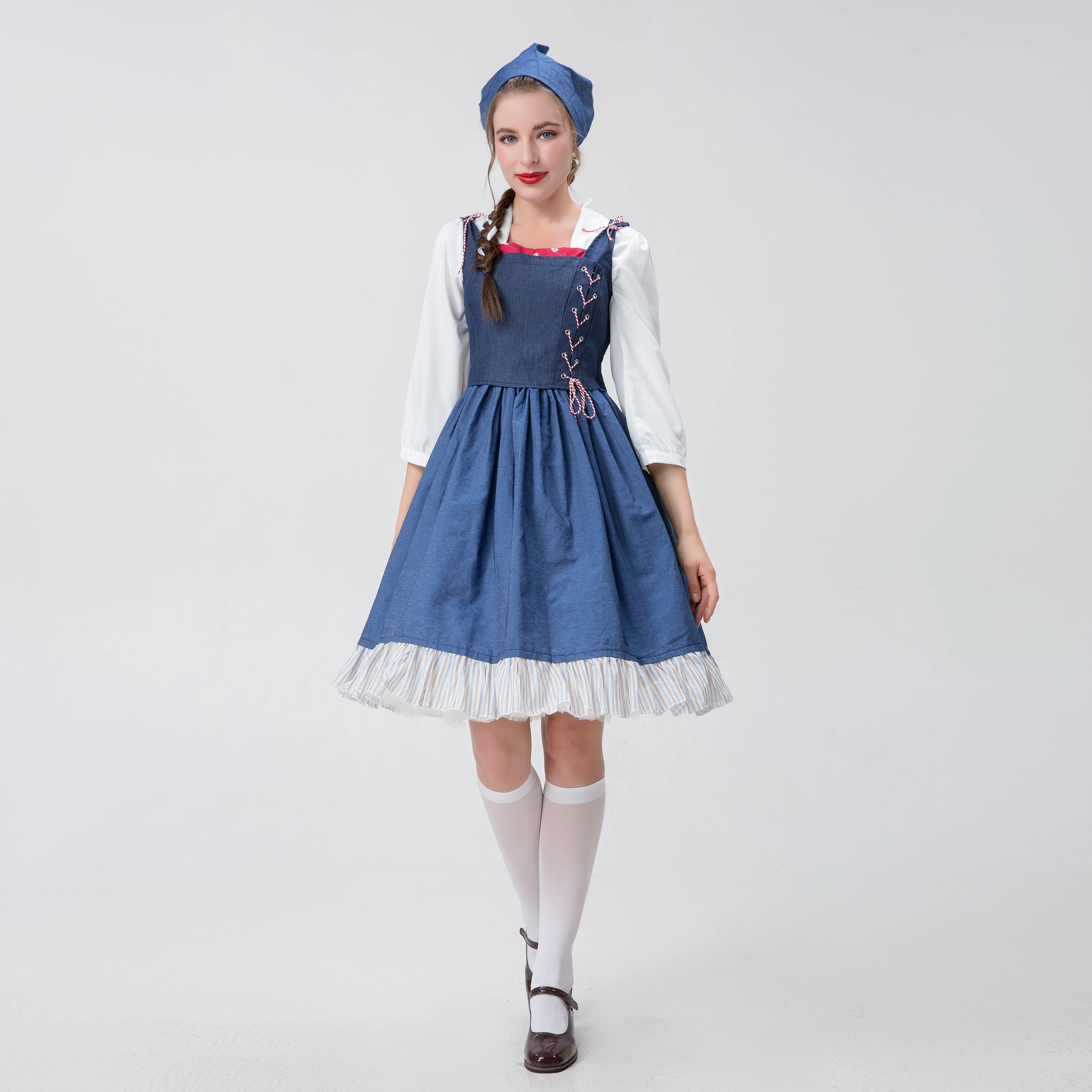 

Germany Oktoberfest Bavarian Tradition Beer Girl Dirndl Costume Halloween Carnival Party French Lolita Maid Wench Cosplay Dress