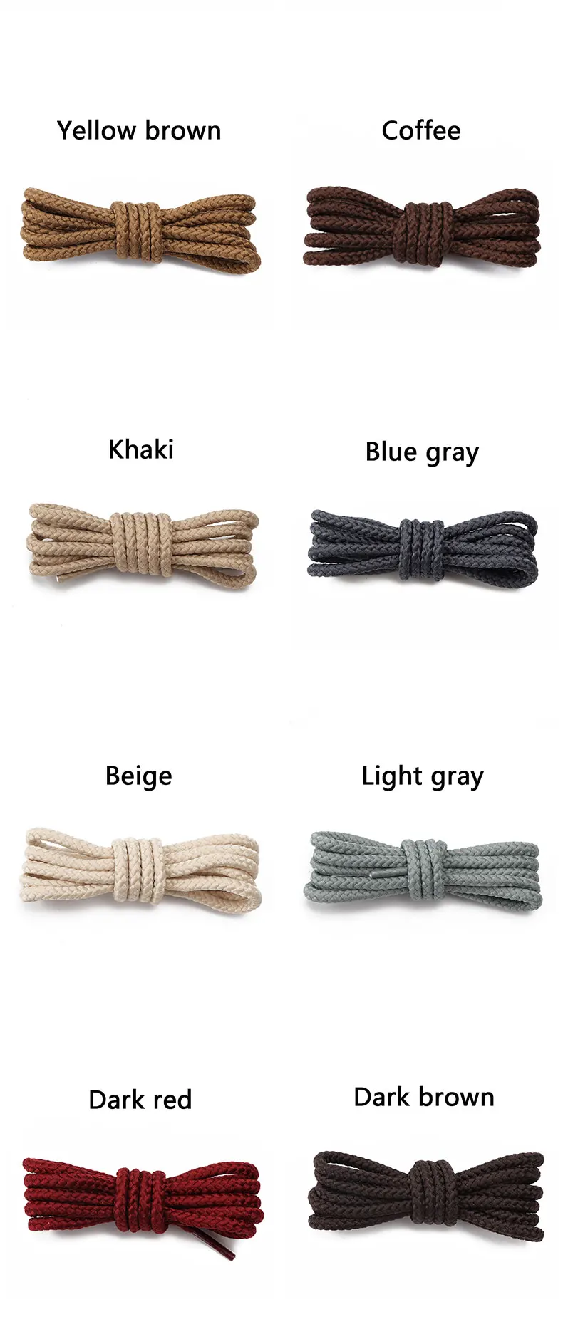 1Pair Bold Round Shoelaces Quality Durable Polyester Sneakers Shoe laces Boots Laces for Shoes 80/100/120/140/160cm Shoestrings