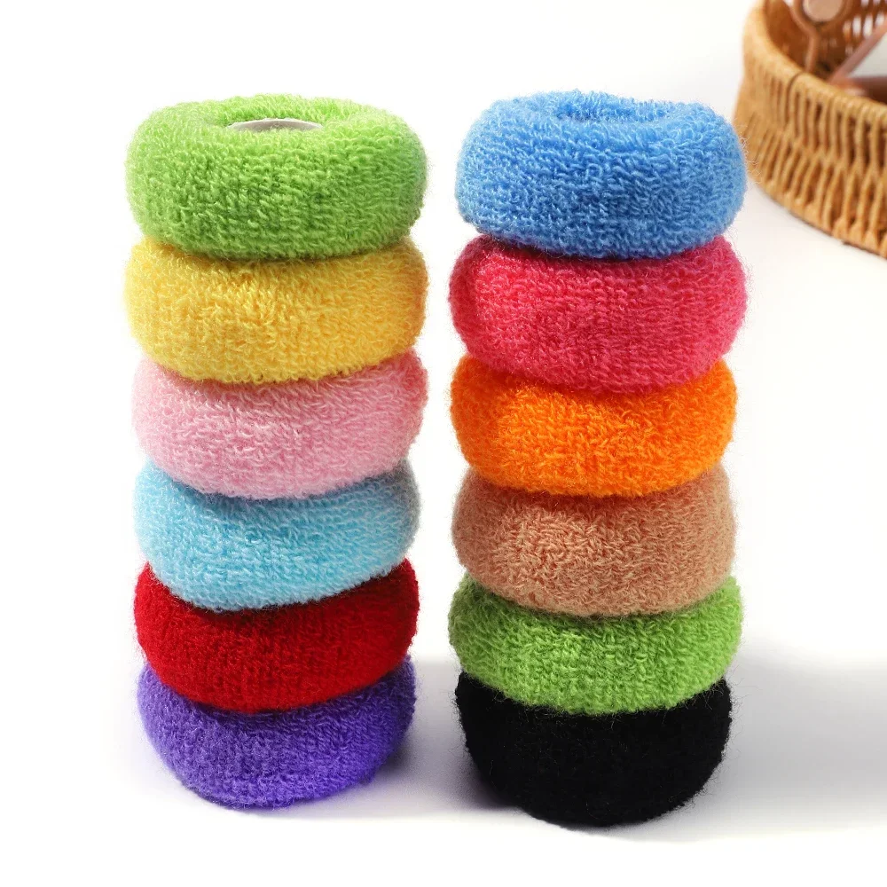 2/6/12 Pcs Women Girl Cute Knitting Solid Scrunchies Rubber Band Children Soft Elastic Hair Bands Kid Sweet Hair Accessories Set