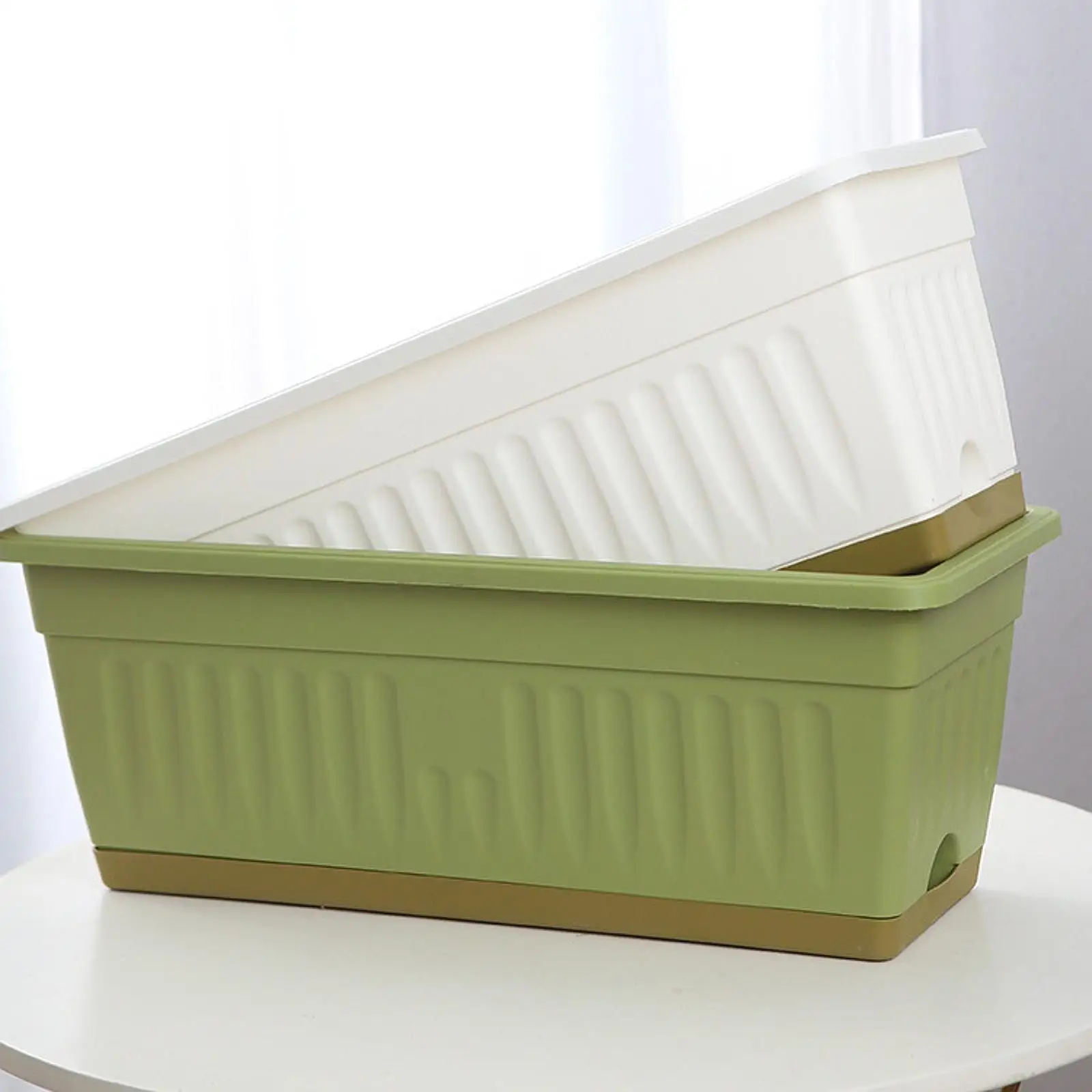 Blumen- und Gemüsetopf, dekorativer Gartenblumentopf, rechteckiger Blumentopf, Kunststoff-Pflanztopf, Pflanzenbehälter für den Balkon_voghion.com