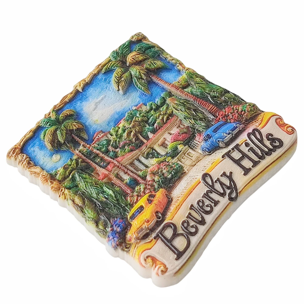 Beverly Hills Los Angeles 3D USA Calamita da frigorifero souvenir cristallo magnete turistico viaggio souvenir collezione regalo magnetico adesivo casa cucina decorazione