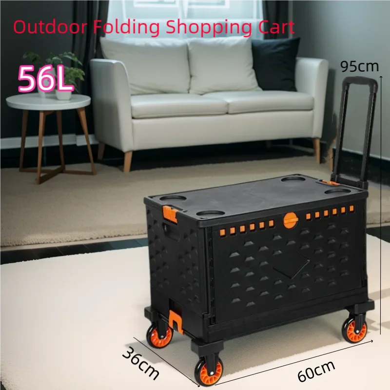 shopping-carts-outdoor-folding-hand-pull-cart-trolley-wholesale-trunk-storage-plastic-frame-outdoor-picnic-books-snacks-trolley