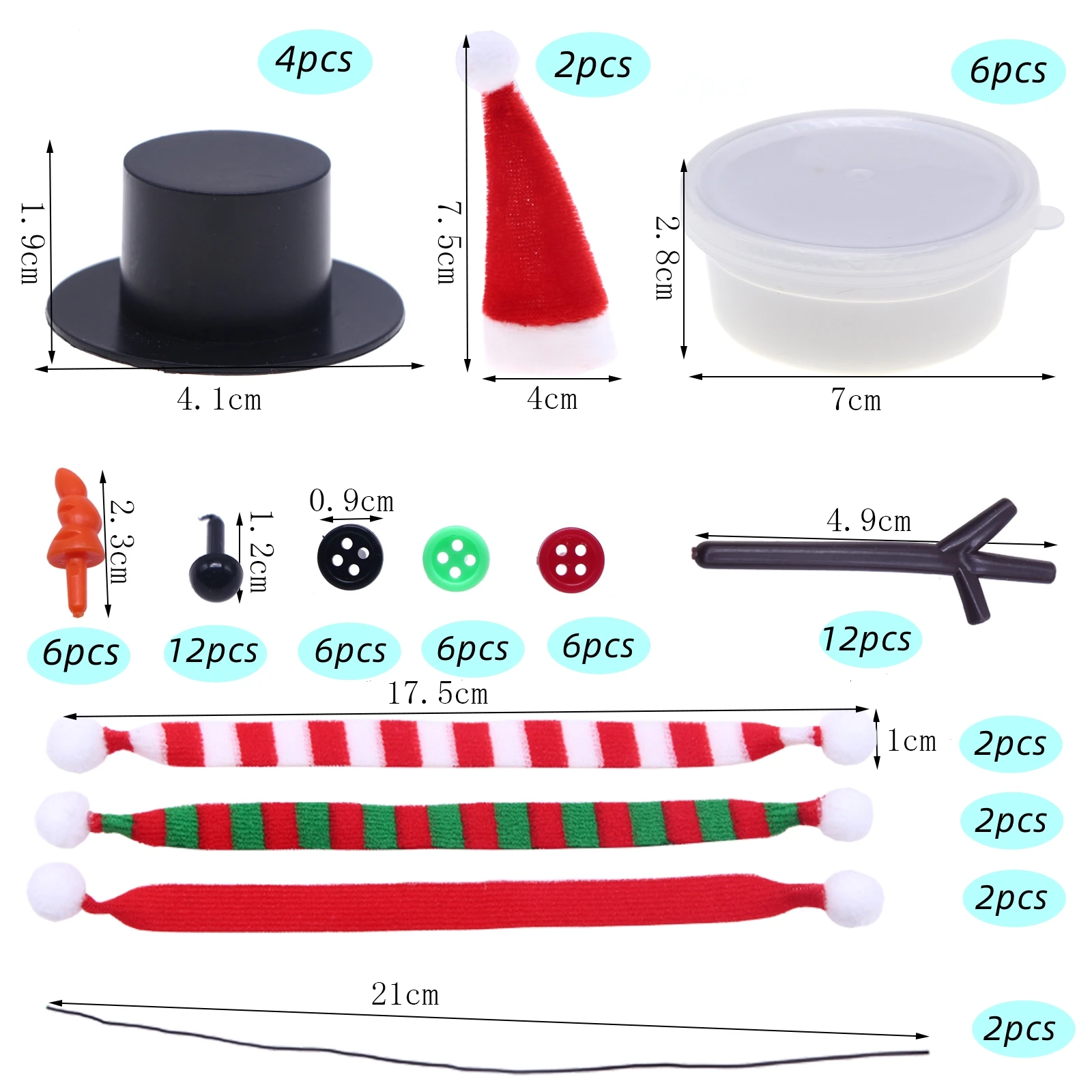 Lot De 50 Mini Chapeaux Bonhomme De Neige - 1,3 X 1,5 Cm, Décorations Noël, Mariage, Anniversaire, Loisirs Créatifs