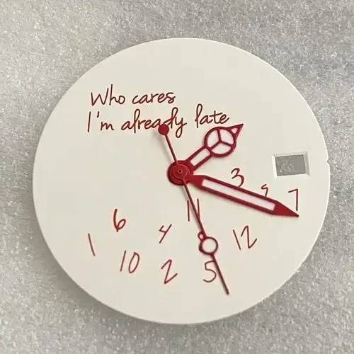 Sleek 28.5mm DIY Watch Dial – Bold 'It's Already Late' Design