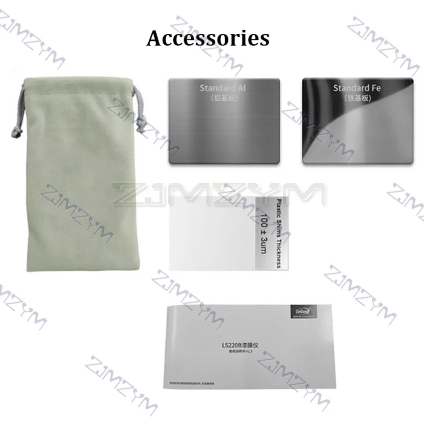 Paint Coating Thickness Tester 0-3500&mu;m 0.1&mu;m Fe NFe Probe Gauge LS220 for Auto Car Paint Film Thickness Gauge-20℃ LCD Screen