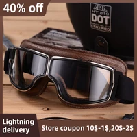 Lunettes de vélo moto coupe-vent casque de moto lunettes de soleil rétro universel en cuir rétro accessoires de moto 2