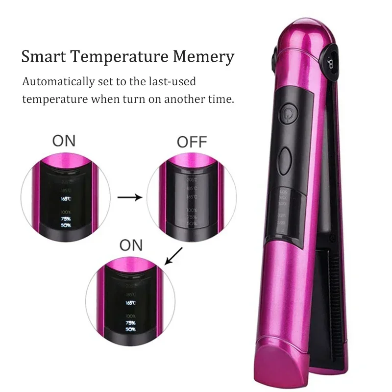 Wireless Electric Heating Hair Straightener Curler For Women Rechargeable Portable Home Travel Hair Straightening Curling Iron 4