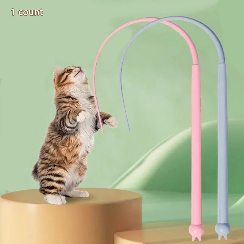 Silicone Cat Teaser Stick Simulation Mouse Tail Cat Interactive Bite Resistant Toy,Durable To Bite, Highly Entertaining