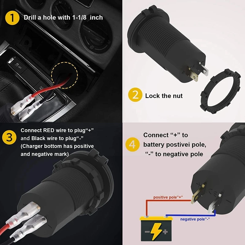Quick Charge 4.0 PD QC 3.0 USB Car Charger 12V 24V 60W USB Outlet Fast Charger for Car, Boat, Truck, RV, Motorcycle