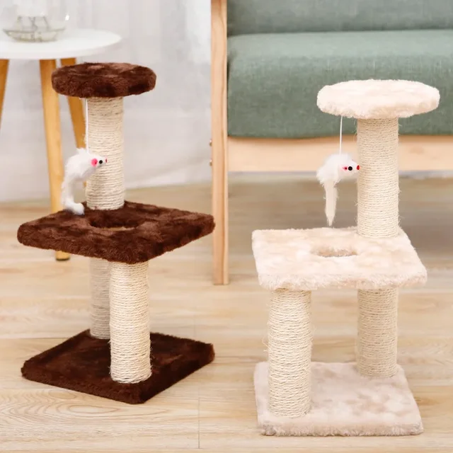 3-Layers Cats Toys Scratching Post Sisal Rope Three Pillars for Kitten Grind Claw Cat Climbing Frame Posts Pet Furniture 3