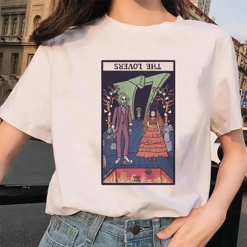 

Tarot Fun graphic printed round neck T-shirt Casual fashion loose top short sleeve street wear everyday clothes