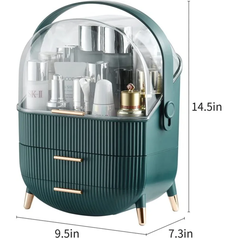 Makeup Organizer Cosmetic Storage Organizer Vanity Countertop Cosmetic Display Box Case with Drawers Cover Waterproof Dust-proof 6