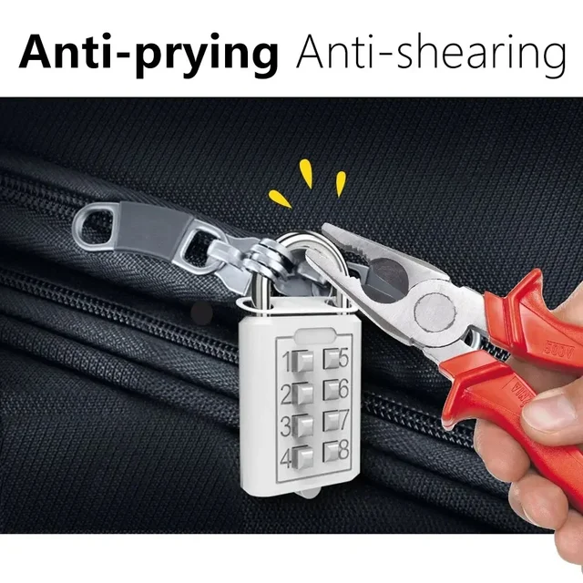 With Key Anti-theft 8-digit Combination Outdoor Button Waterproof Fixed Random Code Padlock Zinc Alloy Luggage Travel Smart Lock 4