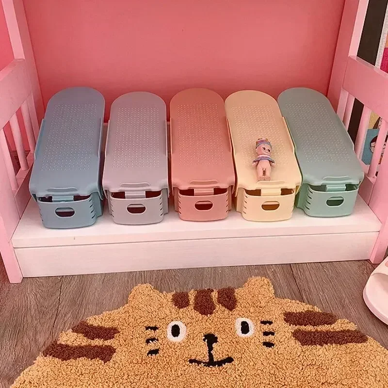 7 Pcs Minimalist Modern Shoe Rack Shoe Storage Rack Double-Layer Integrated Adjustable Plastic For Home Living Room