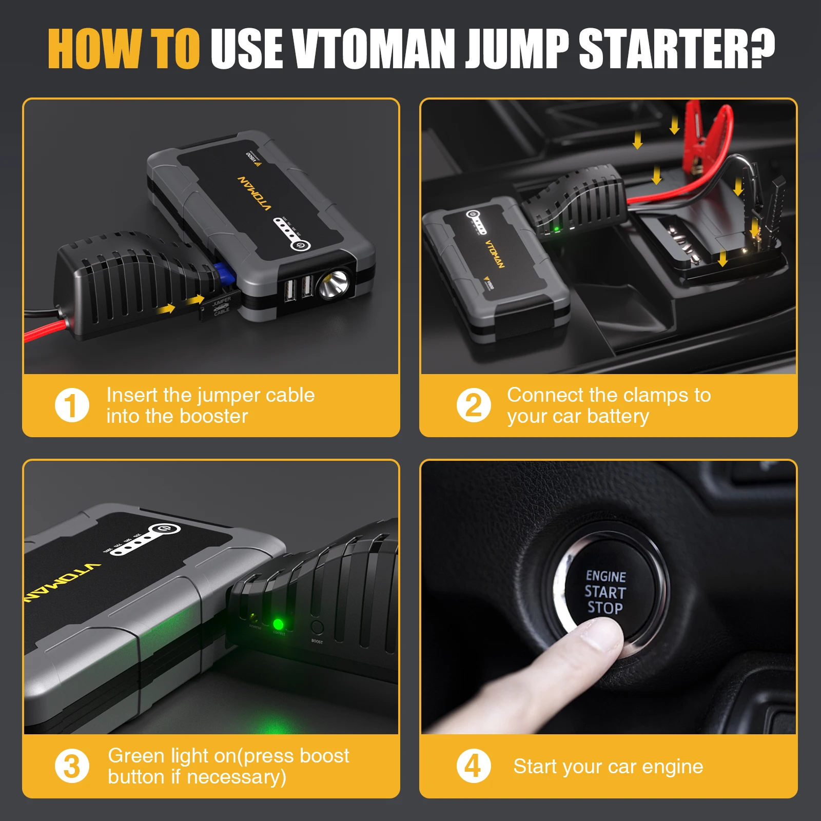 12 Portable Car Jump Starter Power Bank 1500A 8000mAh Car Battery Charger Auto Emergency Booster Starting Device