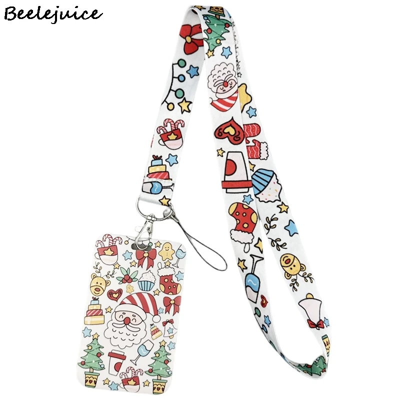 thumbnail image 1 of Father Christmas Pink Lanyard Keys Phone Holder Funny Neck Strap With Keyring ID Card DIY Animal webbings ribbons Hang Rope, 1 of 5