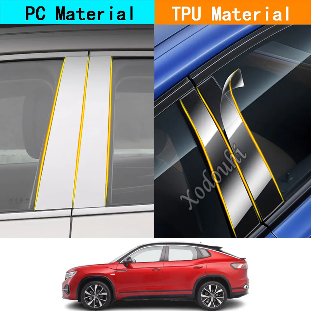 

Автомобильный ТПУ/глянцевый зеркальный столб для Volkswagen VW Tayron X 2018 2019 2020-2023, отделка двери, окна, молдинг, наклейки, пластина