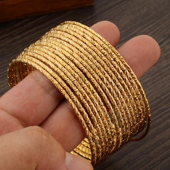 15PCS 24KGold placcato braccialetto etiope braccialetto donne africane gioielli oro Dubai big circle braccialetti braccialetto regalo nuziale di nozze 1