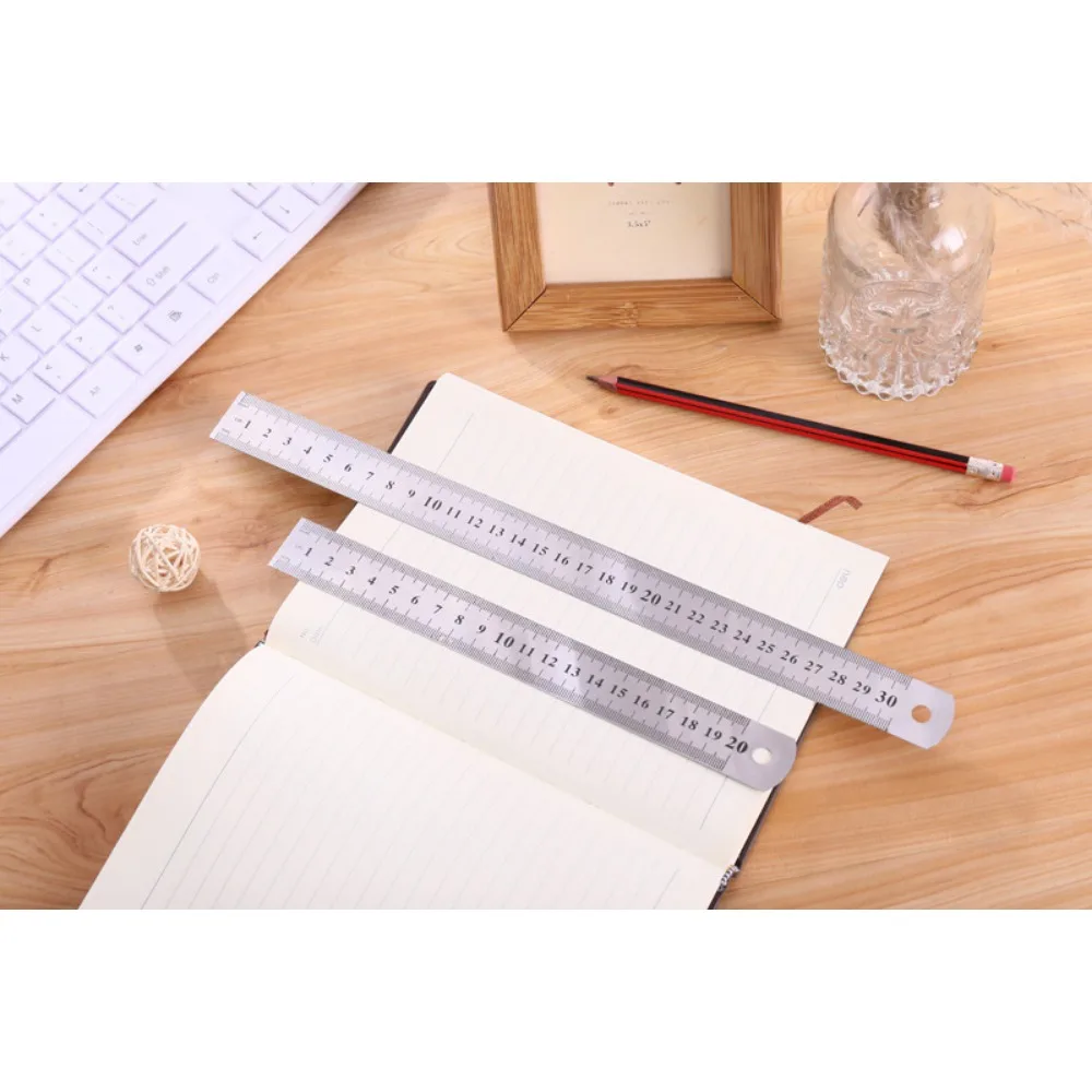 편지지 학교 사무 용품에 대 한 2pcs 15/20/30cm 스테인레스 스틸 눈금자 직선 눈금자 도매 측정