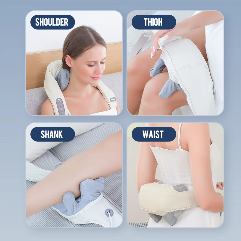 JianYouCare shiatsu Neck shoulder massager Heat leg back muscle Kneading Shawl Cervical Massage tools muscle masajeador muscular