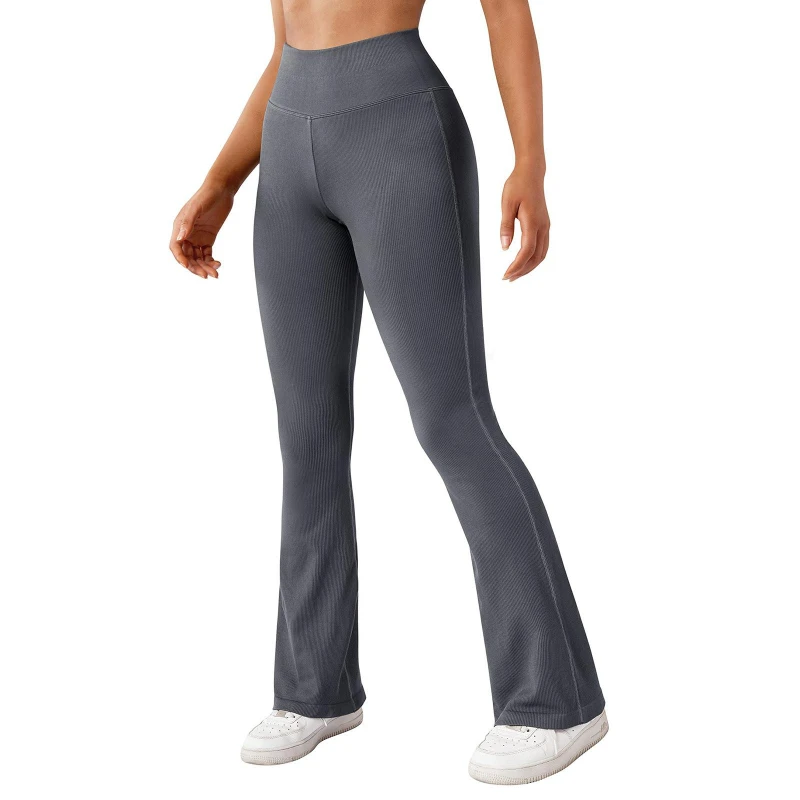 Women High Waist Solid Color Fitness Casual Flared Pants Activewear Running Casual Leggings of Women Flare Pants