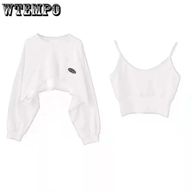 Women's Short Thin Sweatshirt Long Sleeve Crew Neck Casual Top Blouse Daily Casual Two-piece Simple Style Wholesale753_voghion.com