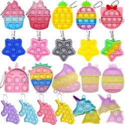 Mini porte clé à bulles sensoriel en Silicone, Anti Stress, enveloppe Anti anxiété, fossette Simple pour enfants et adultes 