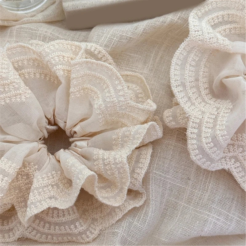 Elastic Hair Rope Lace Trim Hair Scrunchy Ponytail Large Hair Scrunchies Do Not Hurt Hair for Girl Ponytail Styling Dropship